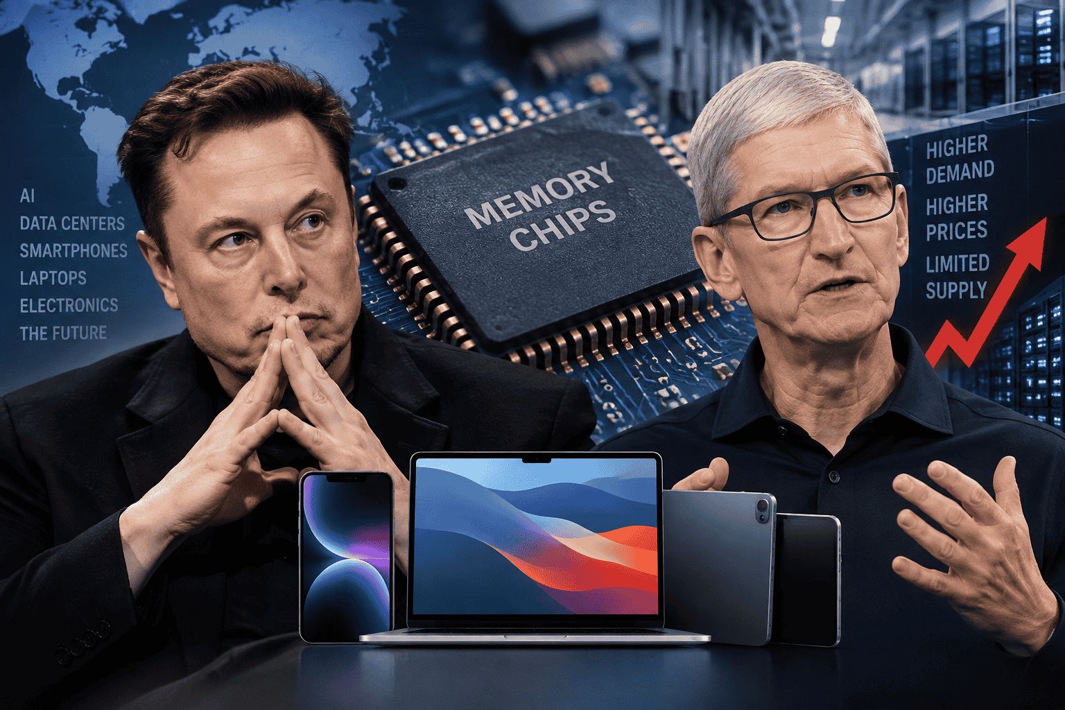 Elon Musk and Tim Cook Warn of Growing Pressure on Memory Chips