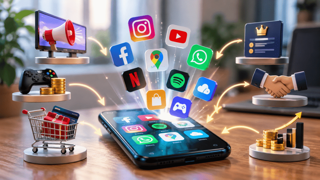 How Do Free Apps Make Money through advertising, subscriptions, in app purchases, shopping, gaming, and business partnerships.